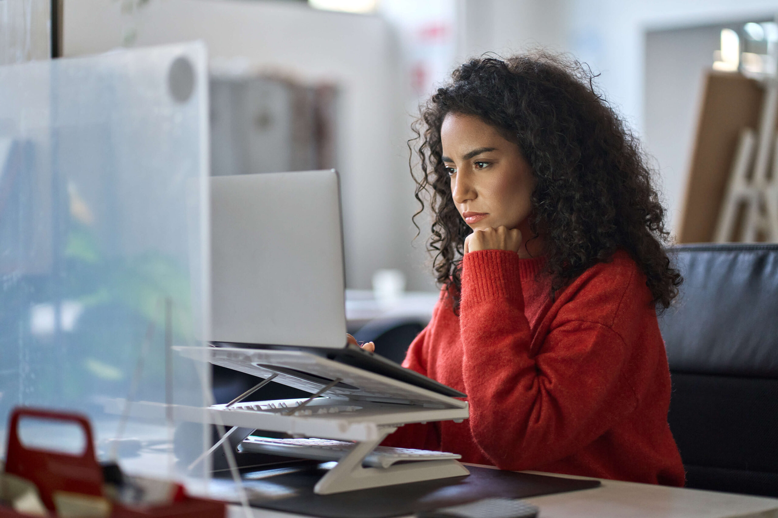 Woman working on her laptop